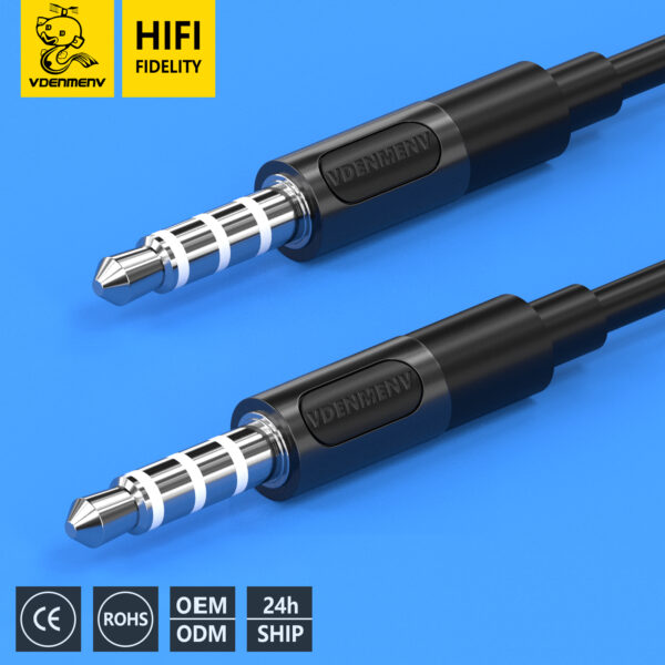 Denmen DX01 Καλώδιο AUX 3.5mm σε 3.5mm Λευκό 1m