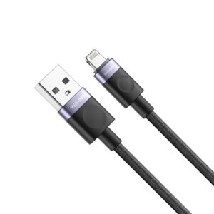 1-22 VEN-DENS Καλώδιο Φόρτισης Lightning DCM02 Nylon+Allum 2.4A 1m Μαύρο
