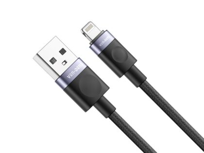 1-22 VEN-DENS Καλώδιο Φόρτισης Lightning DCM02 Nylon+Allum 2.4A 1m Μαύρο