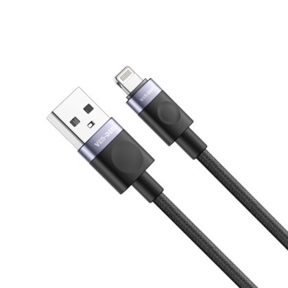 1-22 VEN-DENS Καλώδιο Φόρτισης Lightning DCM02 Nylon+Allum 2.4A 1m Μαύρο