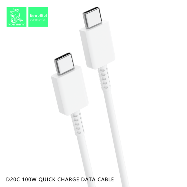 Denmen D20C Καλώδιο Φόρτισης Type-C σε Type-C 100W Λευκό 1m