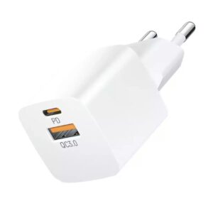 Wozinsky Φορτιστής Ταξιδίου Τετράγωνος 2 θύρες USB-A + USB-C 20W Λευκός