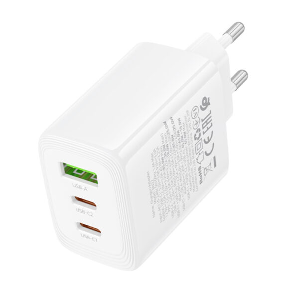 20260305133616_aca46dc1 BOROFONE Φορτιστής Ταξιδίου 65W με 2 θύρες USB-C + 1 θύρα USB-A GaN QC4.0 BN32 Λευκός