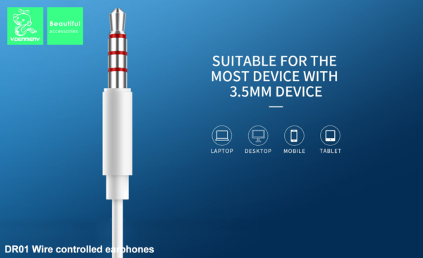 Denmen DR01 Ακουστικά με θύρα 3.5mm Μαύρα 1,2m