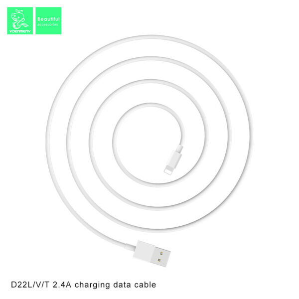 3 Denmen D22T Καλώδιο Φόρτισης Type-C 2.4Α Λευκό 1m