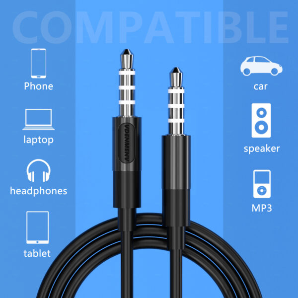 Denmen DX01 Καλώδιο AUX 3.5mm σε 3.5mm Λευκό 1m