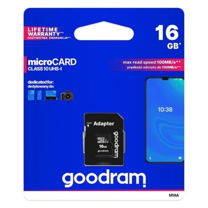 495a7da3ae114f796bb144d917432258 Κάρτα Μνήμης GOODRAM microSD 16GB CLASS 10 UHS I 100MB/s with adapter