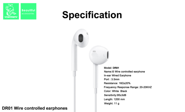 Denmen DR01 Ακουστικά με θύρα 3.5mm Ροζ 1,2m