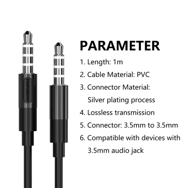 Denmen DX01 Καλώδιο AUX 3.5mm σε 3.5mm Λευκό 1m