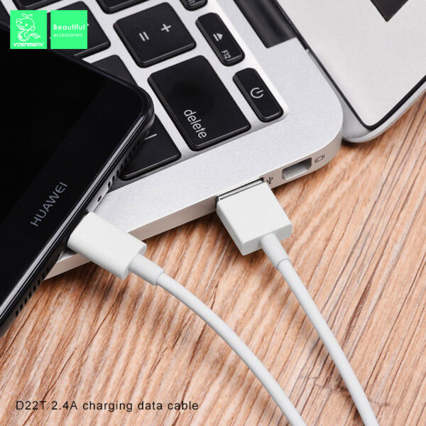 8-1 Denmen D22T Καλώδιο Φόρτισης Type-C 2.4Α Λευκό 1m