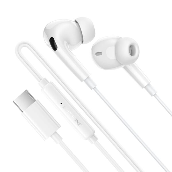 BM100 pro white 04 BOROFONE Ενσύρματο Ακουστικό Type-C in-ear BM100Pro Λευκό