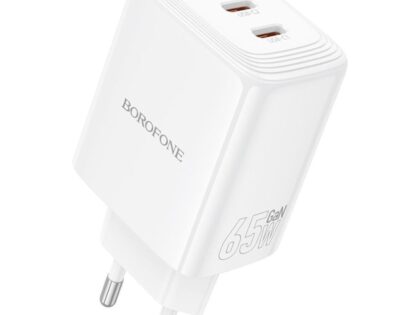 BN32 01 BOROFONE Φορτιστής Ταξιδίου 65W με 2 θύρες USB-C + 1 θύρα USB-A GaN QC4.0 BN32 Λευκός
