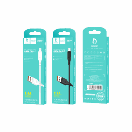 D01V-1 Denmen D01V Καλώδιο Φόρτισης Micro-USB 2.4Α Μαύρο 1m