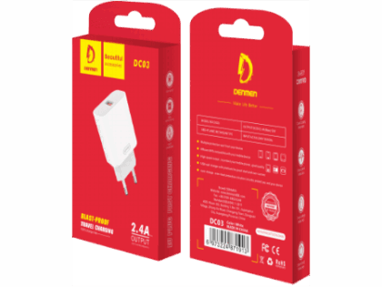 DC03 Denmen DC03L Φορτιστής 2.4A με καλώδιο Lightning Λευκό EU
