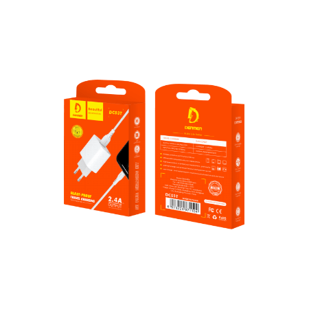 DC03T JES DC03T Φορτιστής Ταξιδίου 2.4A EU με καλώδιο Type-C Λευκός