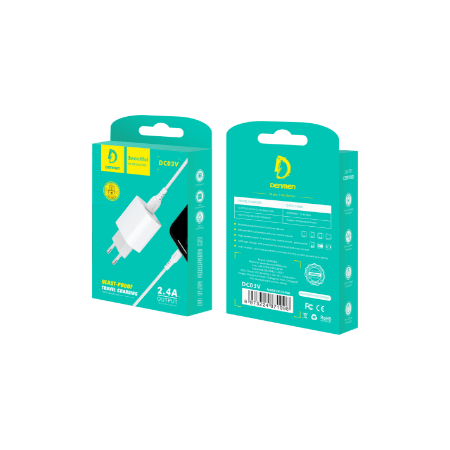 Denmen DC03V Φορτιστής 2.4A με καλώδιο Micro-USB Λευκό EU