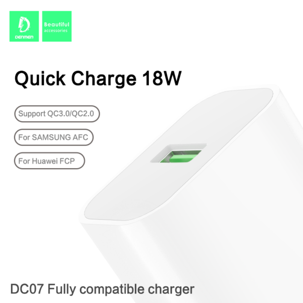 Denmen DC07 Φορτιστής 3.6A 1 θύρα USB Λευκό EU