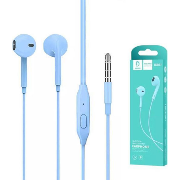 DR01 blue 1000 Denmen DR01 Ακουστικά με θύρα 3.5mm Μπλε 1,2m