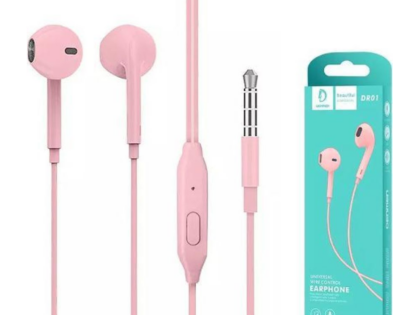 DR01 pink 1000 Denmen DR01 Ακουστικά με θύρα 3.5mm Ροζ 1,2m