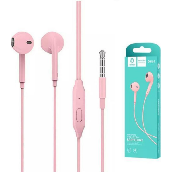 DR01 pink 1000 Denmen DR01 Ακουστικά με θύρα 3.5mm Ροζ 1,2m