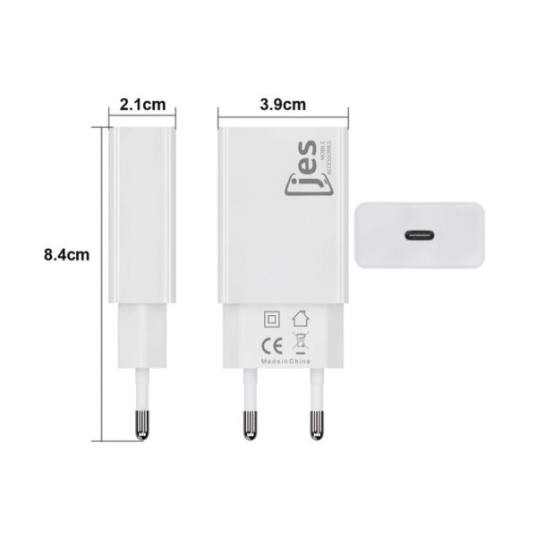 JES IET25CD Φορτιστής Ταξιδίου 25W PD Λευκός