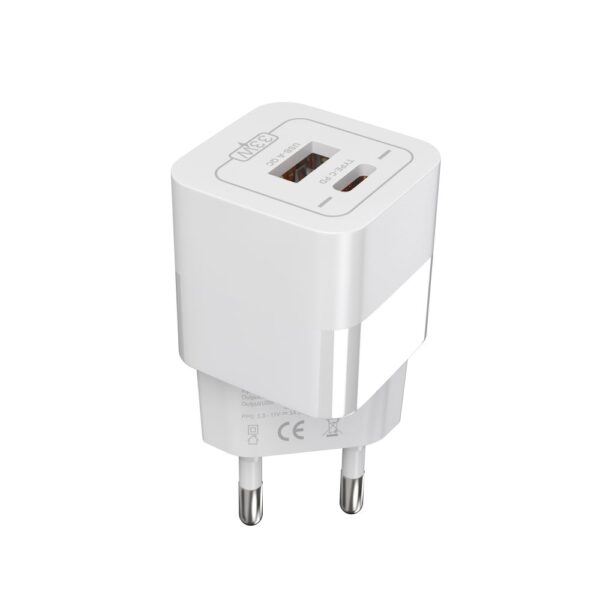 IET33-1000 JES IET33AC Φορτιστής Ταξιδίου GaN 33W QC+PD Λευκός