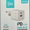 IET33-package JES IET33AC Φορτιστής Ταξιδίου GaN 33W QC+PD Λευκός