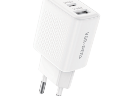 VEN-DENS Φορτιστής Τοίχου με 2 θύρες USB-A + USB-C 20W TC019BAC Λευκό