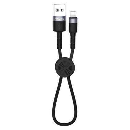 Foneng X26 Καλώδιο Φόρτισης Lightning 2.4A Μαύρο 25εκ