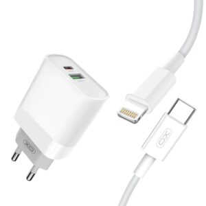 XO L64 Φορτιστής Ταξιδίου Type-C + QC3.0 με καλώδιο Type-C σε Lightning 18W