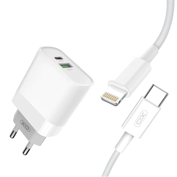 XO L64 Φορτιστής Ταξιδίου Type-C + QC3.0 με καλώδιο Type-C σε Lightning 18W