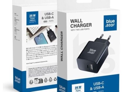 blue_star_travel_charger_with_usb_c_plus_usb_a_sockets_pd_qc40_3a_25w_tfb-04_2 BLUE STAR Φορτιστής Ταξιδίου 25W με 2 θύρες USB-A+USB-C QC4.0 TFB-TC-25WAC Μαύρος