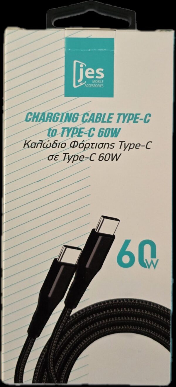 JES IETUC-CC Καλώδιο Φόρτισης Type-C to Type-C 60W 1m Μαύρο