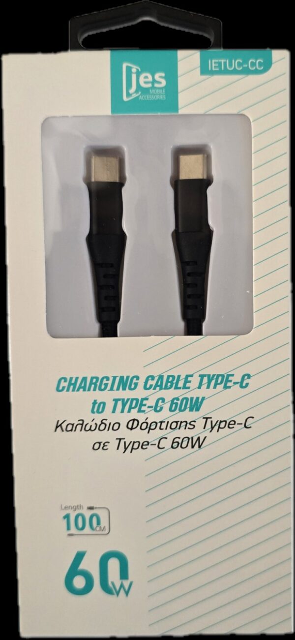 JES IETUC-CC Καλώδιο Φόρτισης Type-C to Type-C 60W 1m Μαύρο