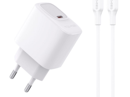 charger20wctoc VEN-DENS Φορτιστής Τοίχου PD 20W με καλώδιο Type-C σε Type-C TC012BC Λευκό