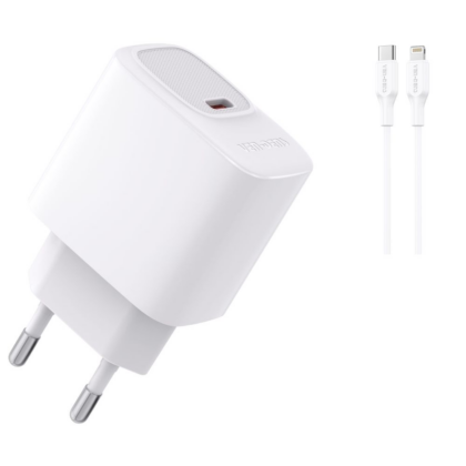 charger20wctol VEN-DENS Φορτιστής Τοίχου PD 20W με καλώδιο Type-C σε Lightning TC012BC Λευκό