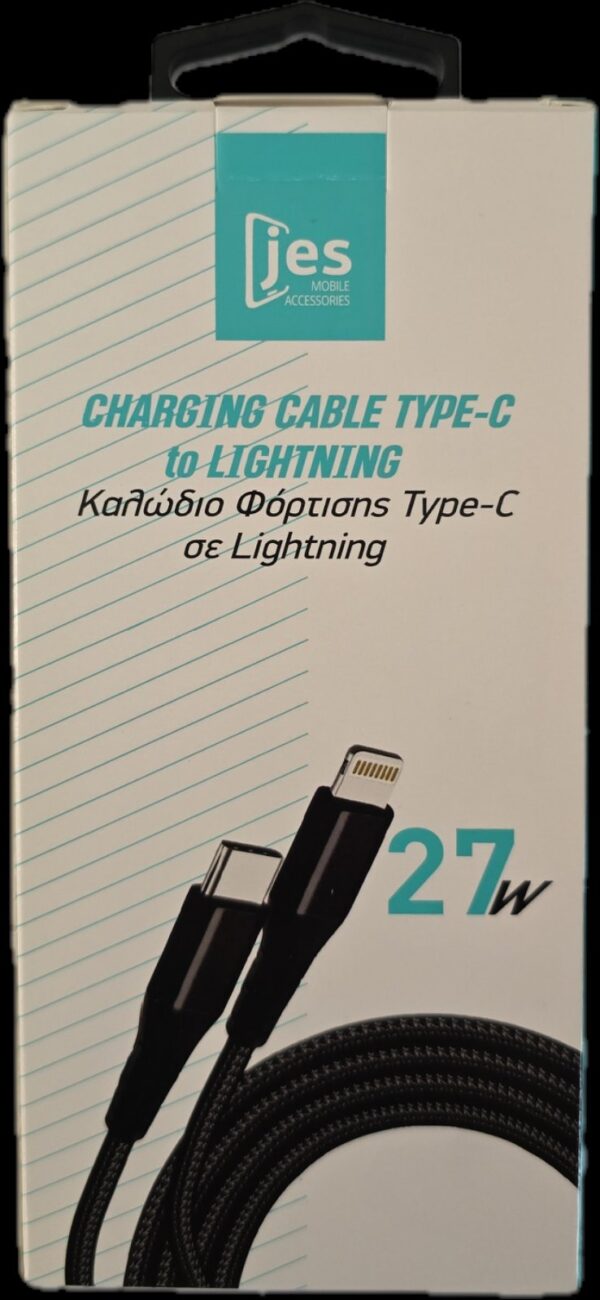 cl1 JES IETUC-CL Καλώδιο Φόρτισης Type-C to Lightning 27W 1m Μαύρο