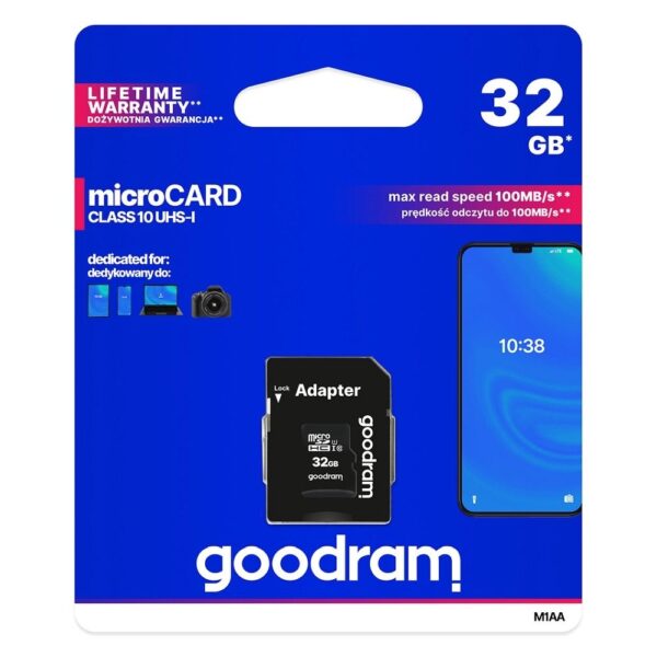 d2e005b1fc4ed3137552452fc4a2766e Κάρτα Μνήμης GOODRAM microSD 32GB CLASS 10 UHS I 100MB/s with adapter