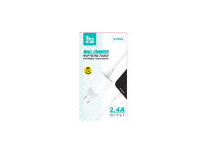 dc03L JES DC03L Φορτιστής Ταξιδίου 2.4A EU με καλώδιο Lightning Λευκός