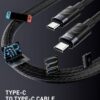 VEN-DENS Καλώδιο Φόρτισης Type-C σε Type-C DCM05 Nylon+Allum 60W 1m Μαύρο