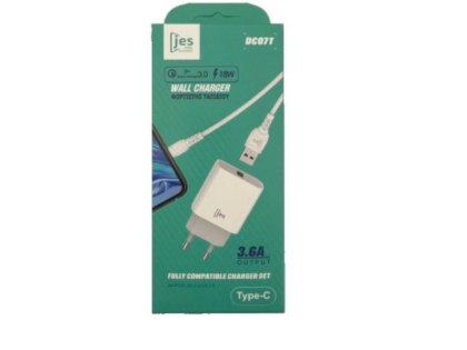 dc07Tnew JES DC07T Φορτιστής 3.6A με καλώδιο Type-C Λευκό EU