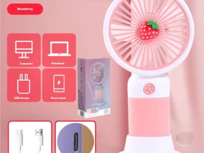 fan-pink1000 Ανεμιστήρας Επαναφορτιζόμενος 3 ταχ. Ροζ 202-1A