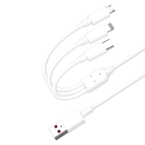 JES Καλώδιο Φόρτισης 3σε1 USB-A σε Micro-USB / USB-C / Lightning 1,2m KSC-1021 Λευκό