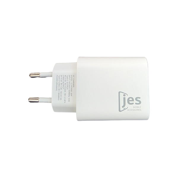 jes-ac-charger-1000_1 JES Φορτιστής Ταξιδίου 20W με 2 θύρες A+C Λευκός ΑΤ2025