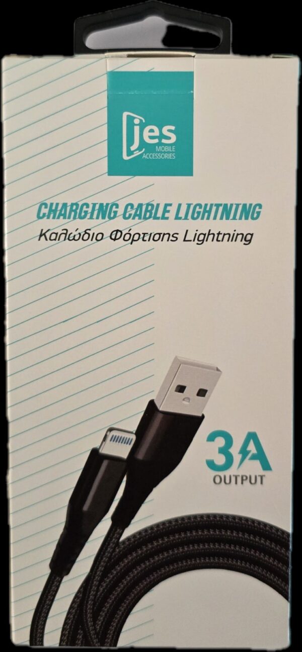 JES IETUC-L Καλώδιο Φόρτισης Lightning 3A 1m Μαύρο