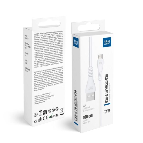BLUE STAR MICRO 03 BLUE STAR Καλώδιο Φόρτισης Micro-USB 2A 12W PJ-DG3-A 1m Λευκό