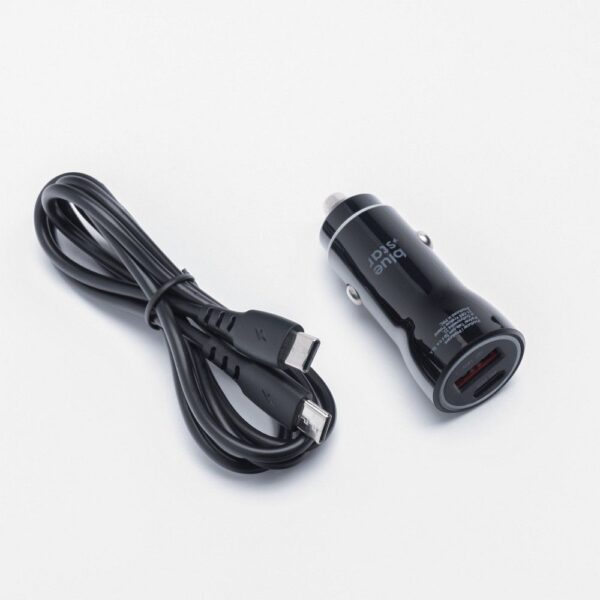 Car 25W with Cable 02 BLUE STAR Φορτιστής Αυτοκινήτου με Καλώδιο Type-C σε Type-C, 2 θύρες Α+C 3A 25W Μαύρος