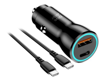 Car 25W with Cable 03 BLUE STAR Φορτιστής Αυτοκινήτου με Καλώδιο Type-C σε Type-C, 2 θύρες Α+C 3A 25W Μαύρος